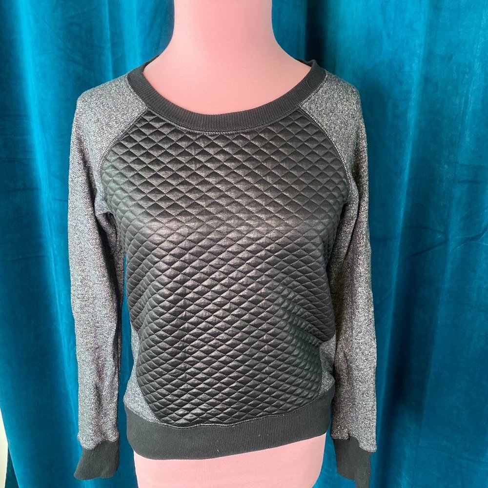 Mossimo Quilted Panel Sweatshirt Gray/Black - Picture 3 of 8